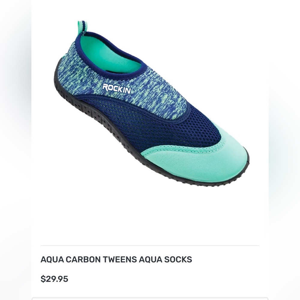 Price drop! Aqua Carbon kids/Women's Aqua Socks - Blue and Green